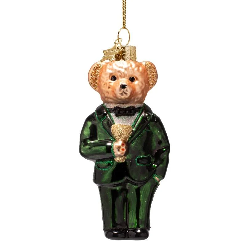 Weihnachts Ornament Christmas "Bear" Smoking grün