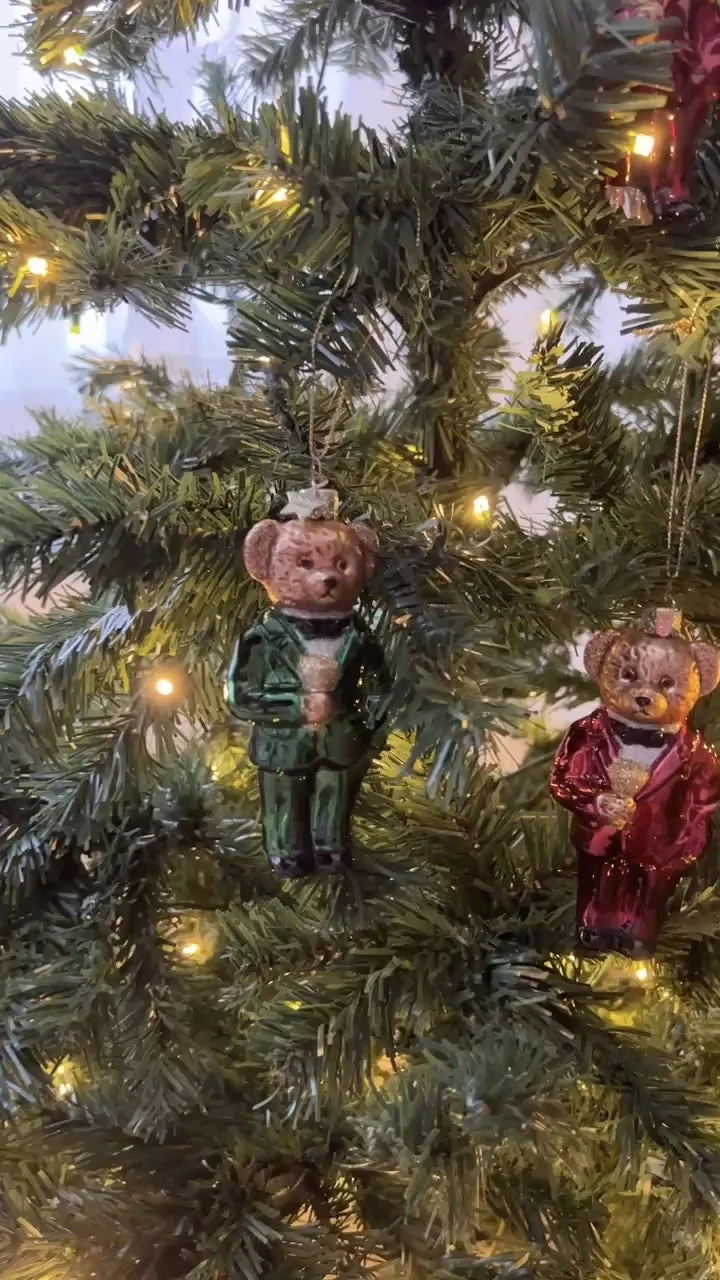 Weihnachts Ornament Christmas "Bear" Smoking grün