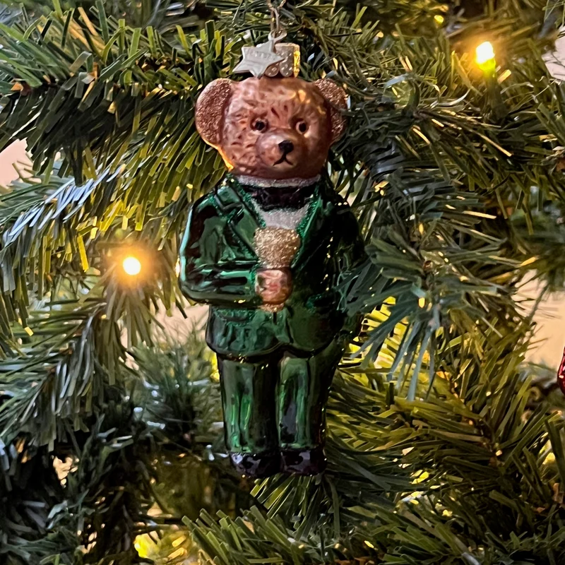 Weihnachts Ornament Christmas "Bear" Smoking grün