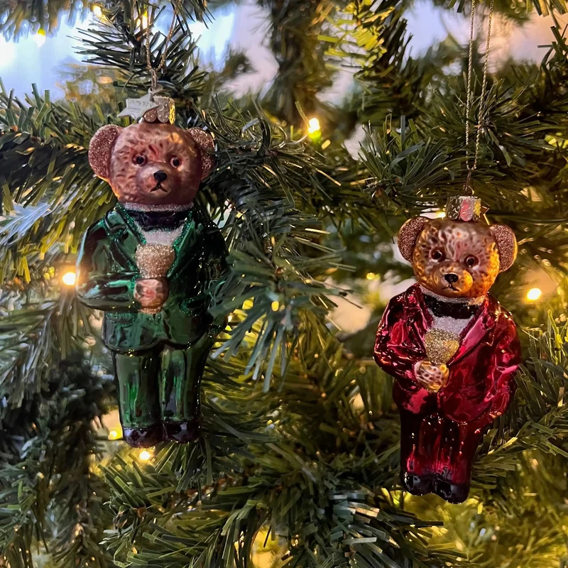 Weihnachts Ornament Christmas "Bear" Smoking grün