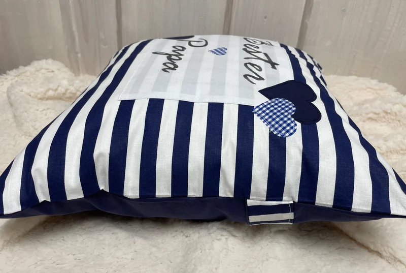 Landhausstil Kissenhülle, Vatertags Geschenk, Dekokissen *Bester Papa *blau/weiß