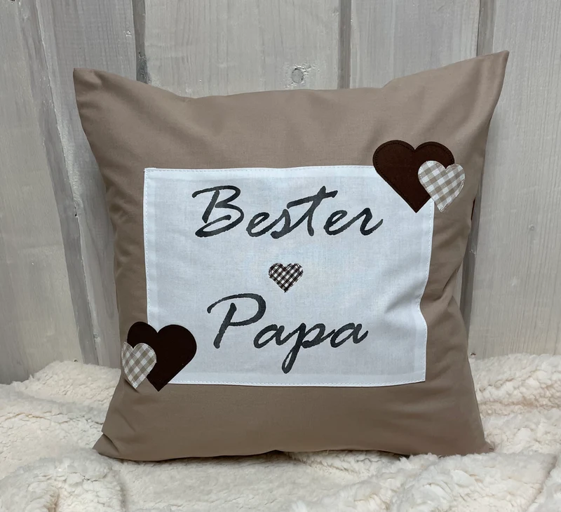 Landhausstil Kissenhülle, Vatertags Kissenbezug, Dekokissen *Bester Papa *beige/weiß