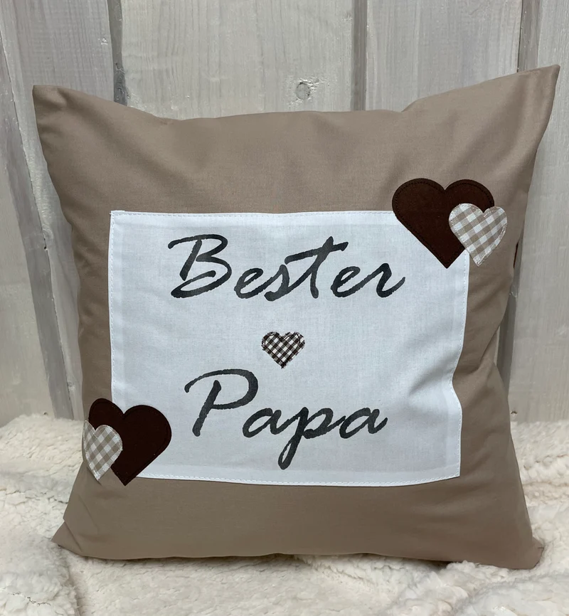 Landhausstil Kissenhülle, Vatertags Kissenbezug, Dekokissen *Bester Papa *beige/weiß