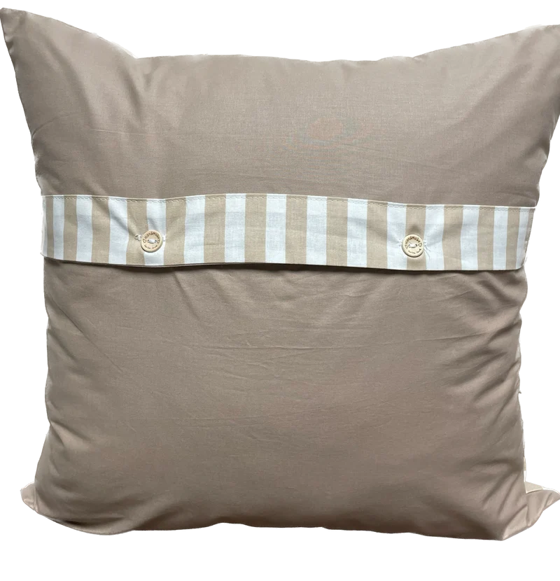 Landhausstil Kissenhülle, Kissenbezug, Dekokissen *Beste Oma* beige/weiß gestreift