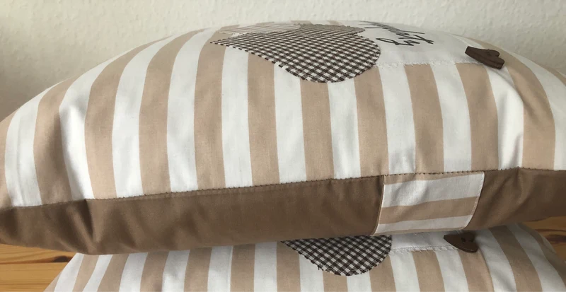 Landhausstil Kissenhülle * Kissenbezug * Dekokissen beige/weiß * Opas Lieblingsplatz *beige/weiß