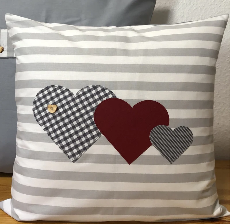 Landhausstil Kissenhülle * Kissenbezug * Dekokissen * Herzen *