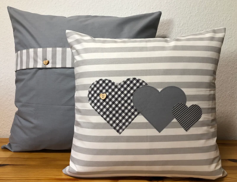 Landhausstil Kissenhülle * Kissenbezug * Dekokissen * Herzen *