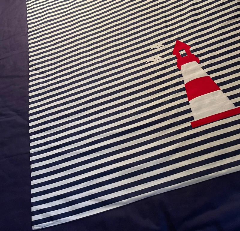 Maritime Patchwork Decke, Tagesdecke, Kinderdecke, Bettüberwurf, blau/weiß 130cm x 200cm
