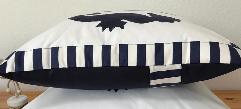 Maritime Kissenhülle, Landhausstil Kissenbezug * Seepferdchen weiß/blau