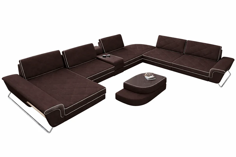 XXL Stoff Wohnlandschaft Bari U-Form