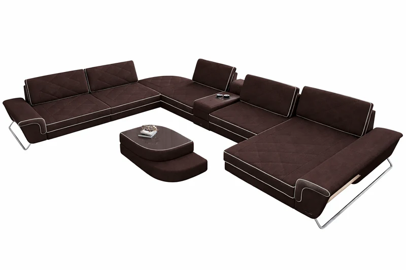 XXL Stoff Wohnlandschaft Bari U-Form