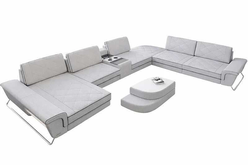 XXL Stoff Wohnlandschaft Bari U-Form