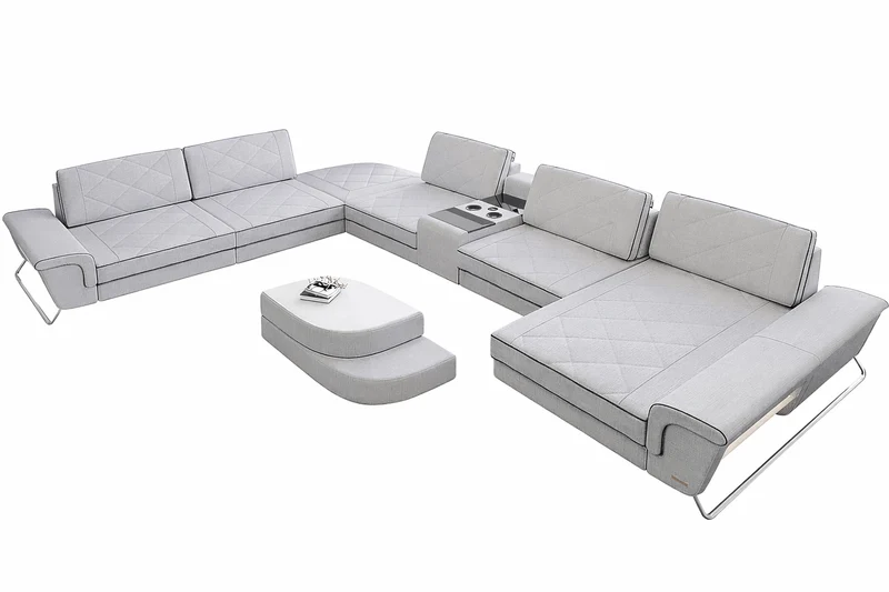 XXL Stoff Wohnlandschaft Bari U-Form