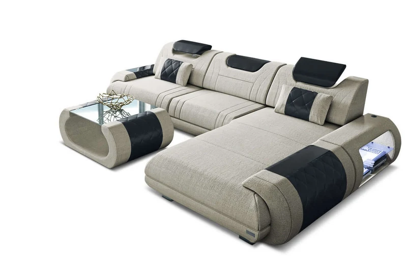 Couch Rimini L-Form in Stoff