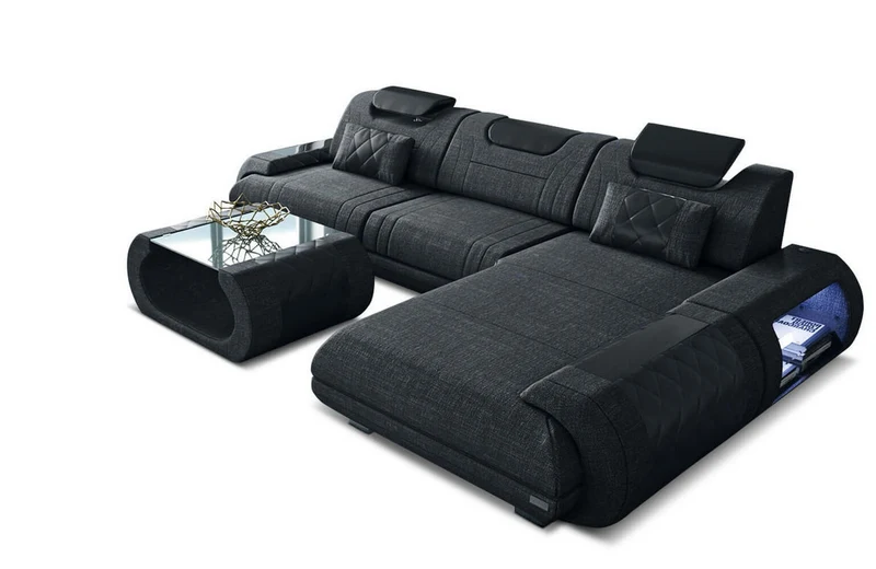 Couch Rimini L-Form in Stoff