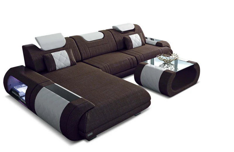 Couch Rimini L-Form in Stoff
