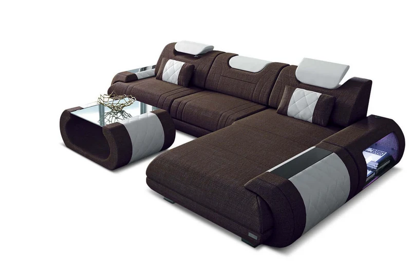 Couch Rimini L-Form in Stoff