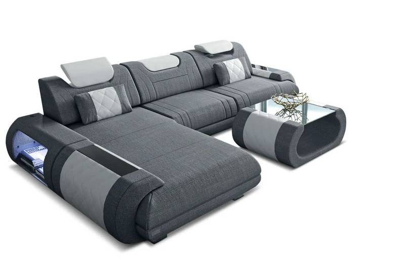 Couch Rimini L-Form in Stoff