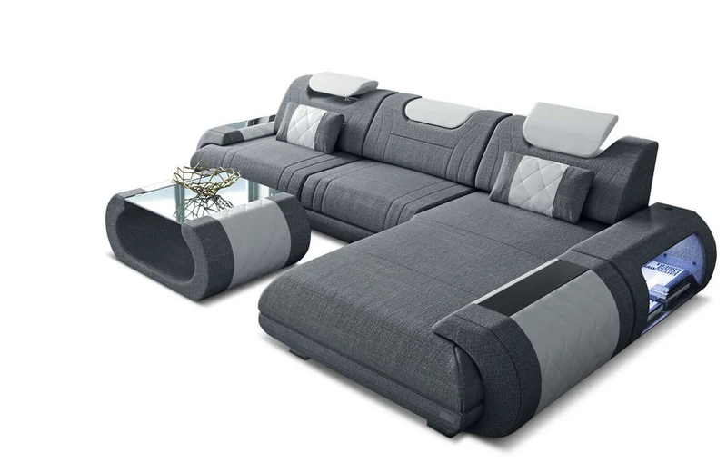 Couch Rimini L-Form in Stoff