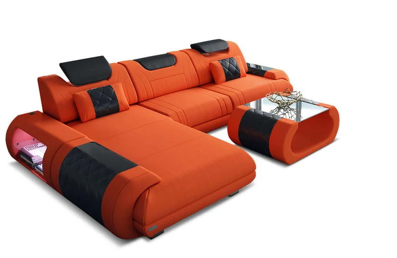 Couch Rimini L-Form in Stoff