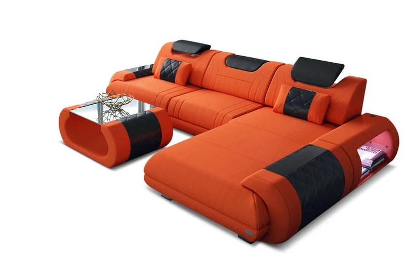 Couch Rimini L-Form in Stoff