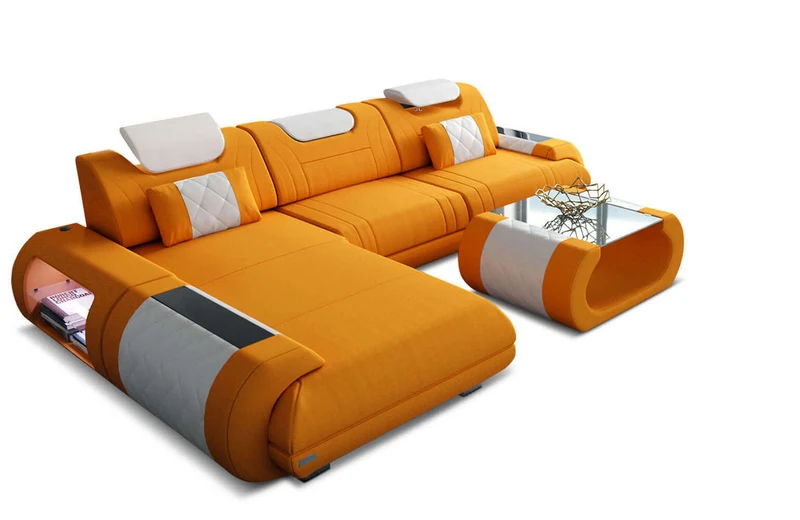 Couch Rimini L-Form in Stoff