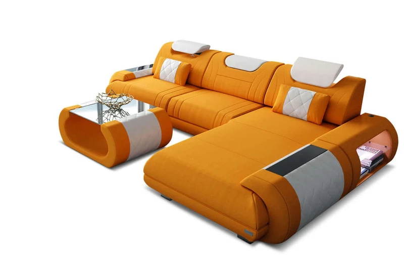 Couch Rimini L-Form in Stoff