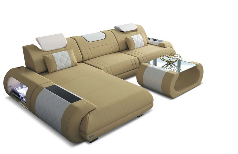 Couch Rimini L-Form in Stoff