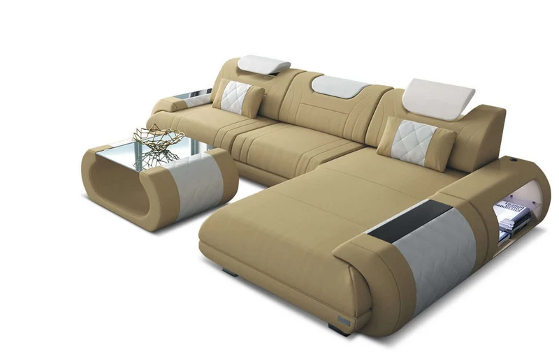 Couch Rimini L-Form in Stoff