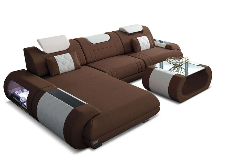 Couch Rimini L-Form in Stoff