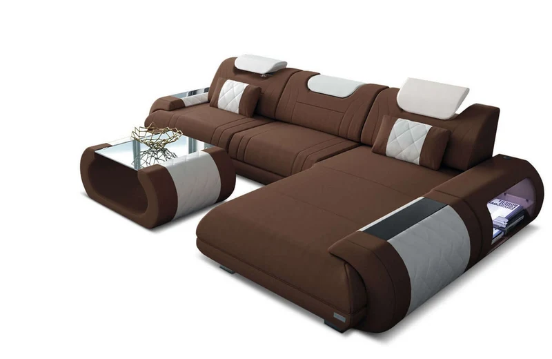 Couch Rimini L-Form in Stoff