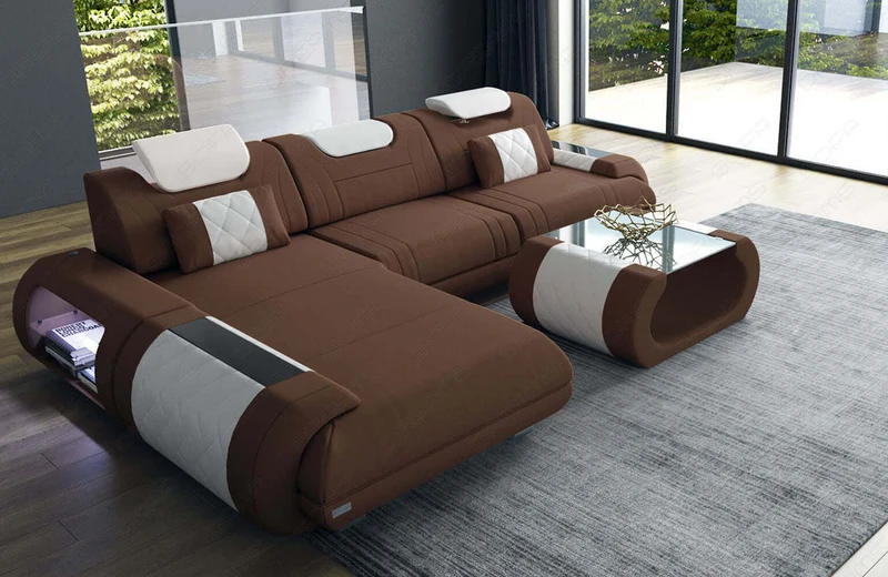 Couch Rimini L-Form in Stoff