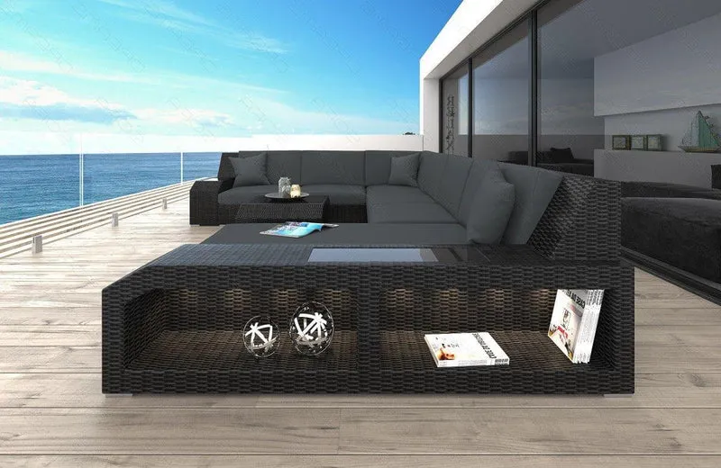 XXL Wohnlandschaft Rattan Matera U-Form aus Stoff