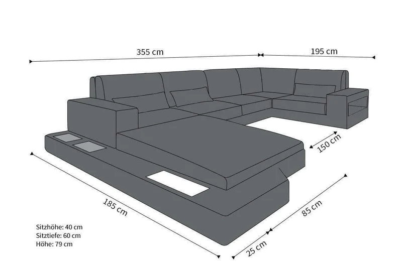 Rattan Wohnlandschaft Messana U-Form Creme