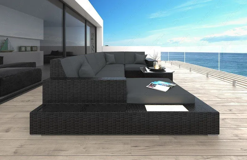Rattan Wohnlandschaft Messana U-Form Grau