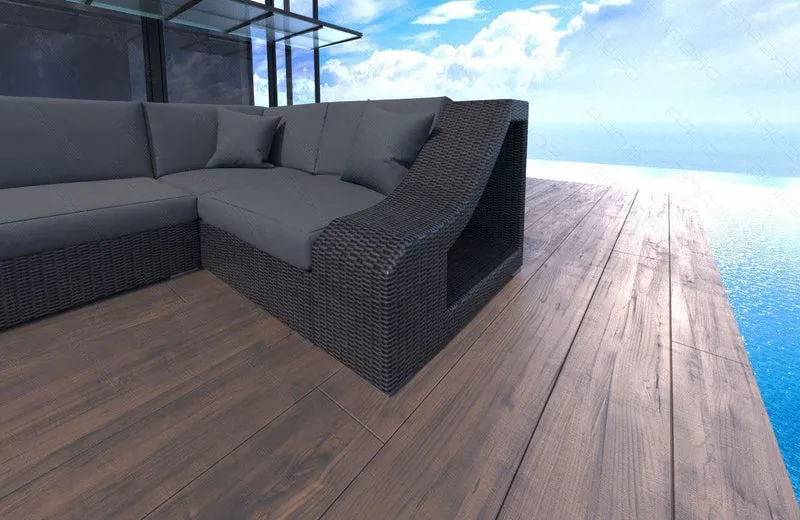 Wohnlandschaft Rattan Turino U-Form aus Stoff