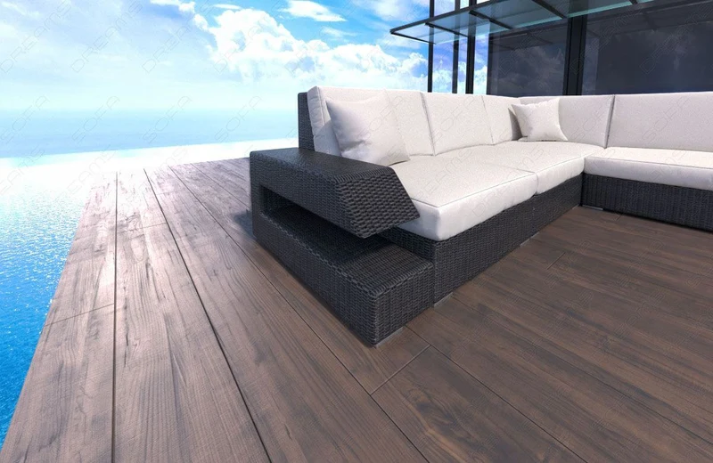 XXL Stoff Wohnlandschaft Rattan Ravenna U-Form