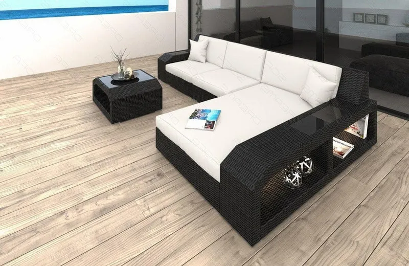 Stoff Couch Rattan Matera L-Form