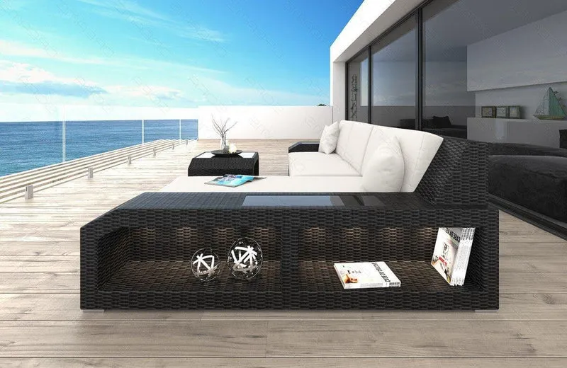 Stoff Couch Rattan Matera L-Form