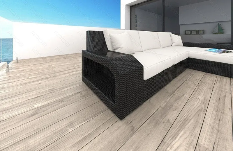 Stoff Couch Rattan Matera L-Form