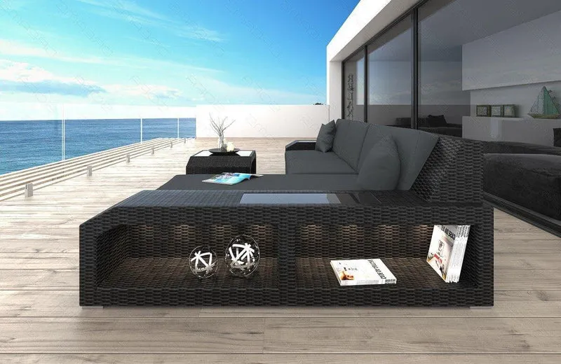 Sofa Rattan Matera L-Form in Stoff