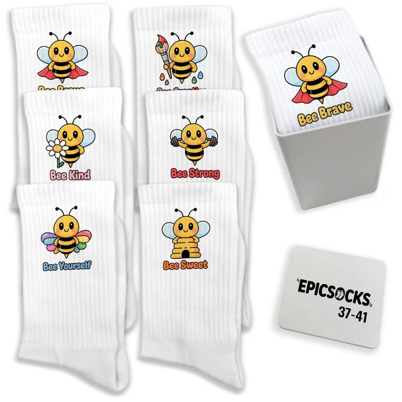 epicsocks Bee Adventures Socken in 37-41 im 6er Set in Geschenkdose im 6er Set in Geschenkbox