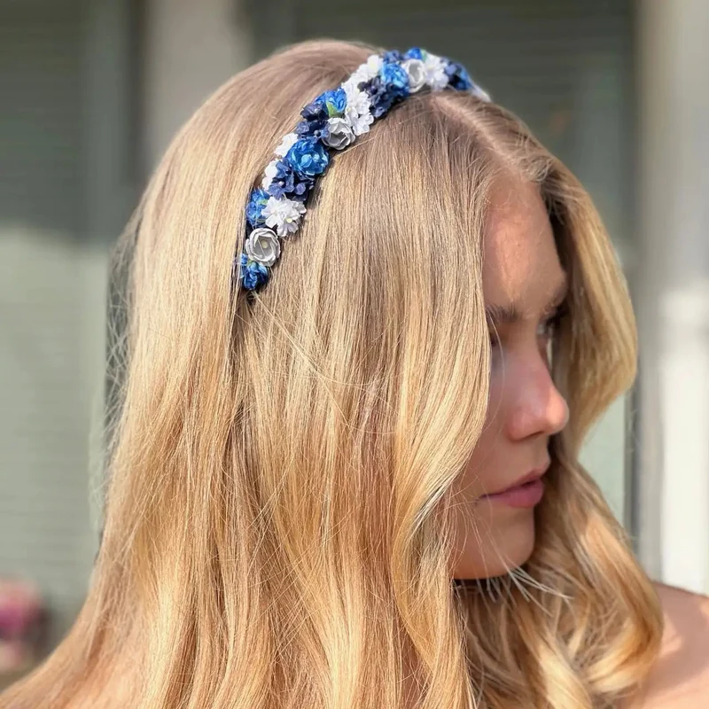 Blumen Haarreif Himmelblau Vergissmeinnicht