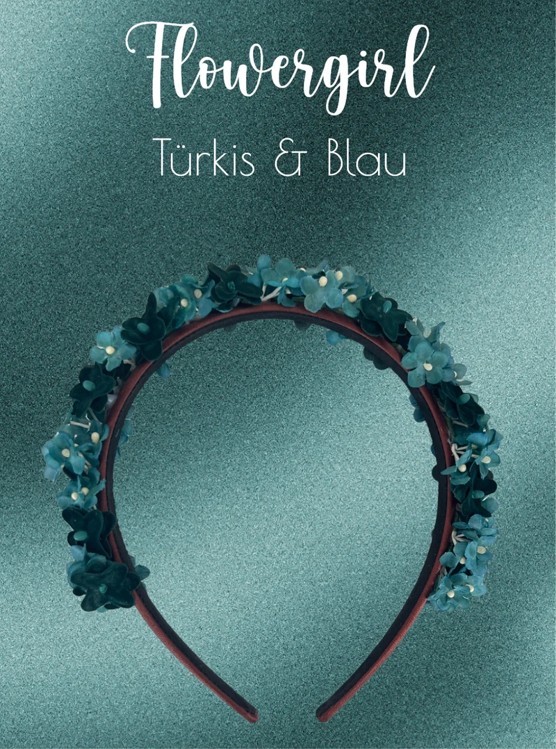 Blumen Haarreif Türkis & Blau
