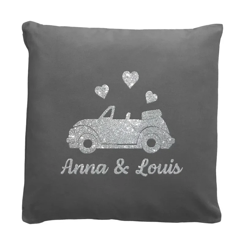 personalisiertes Kissen zur Hochzeit mit Auto