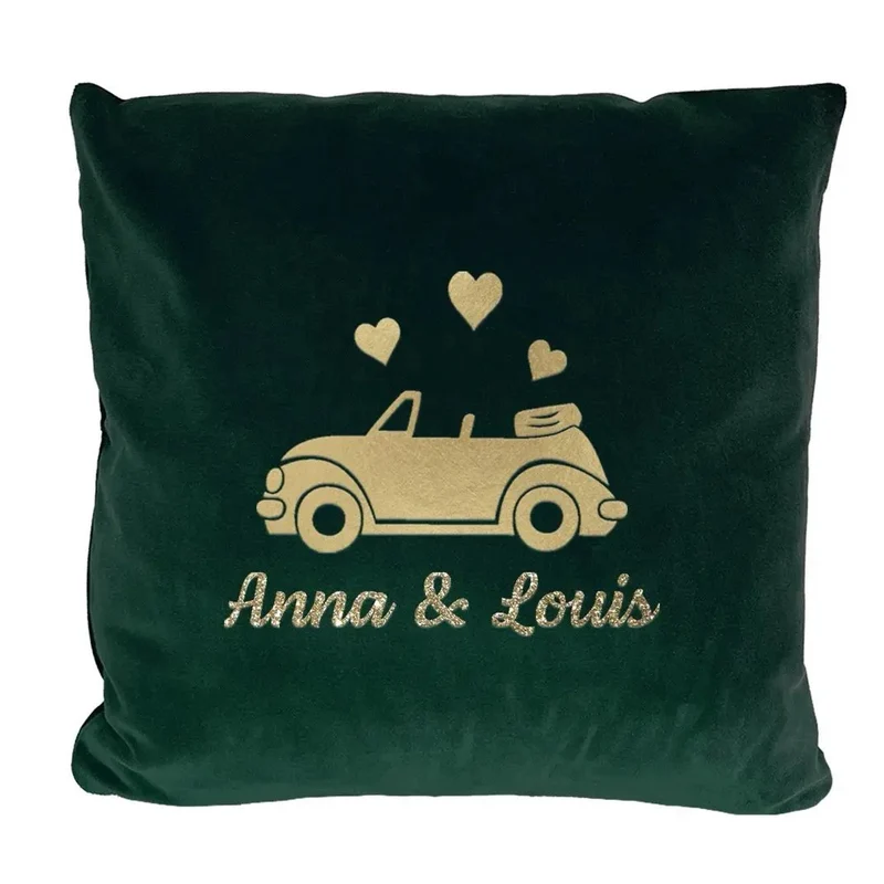 personalisiertes Kissen zur Hochzeit mit Auto