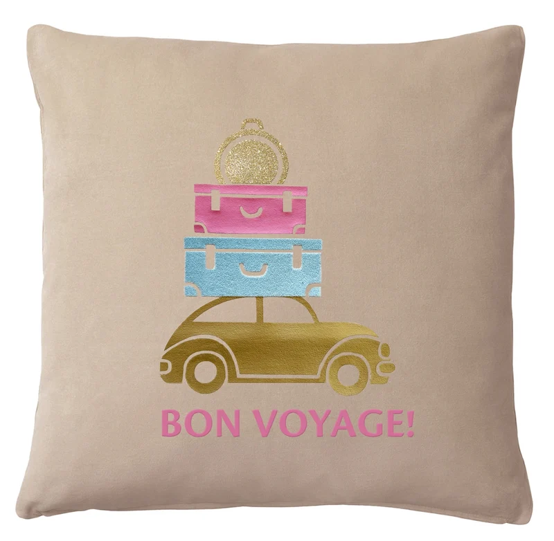 Deko Kissen Samt Bon Voyage