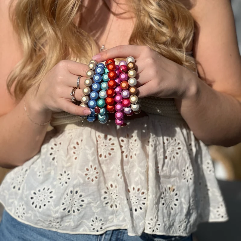 chunky Perlenarmband pink
