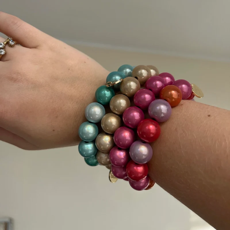 chunky Perlenarmband pink