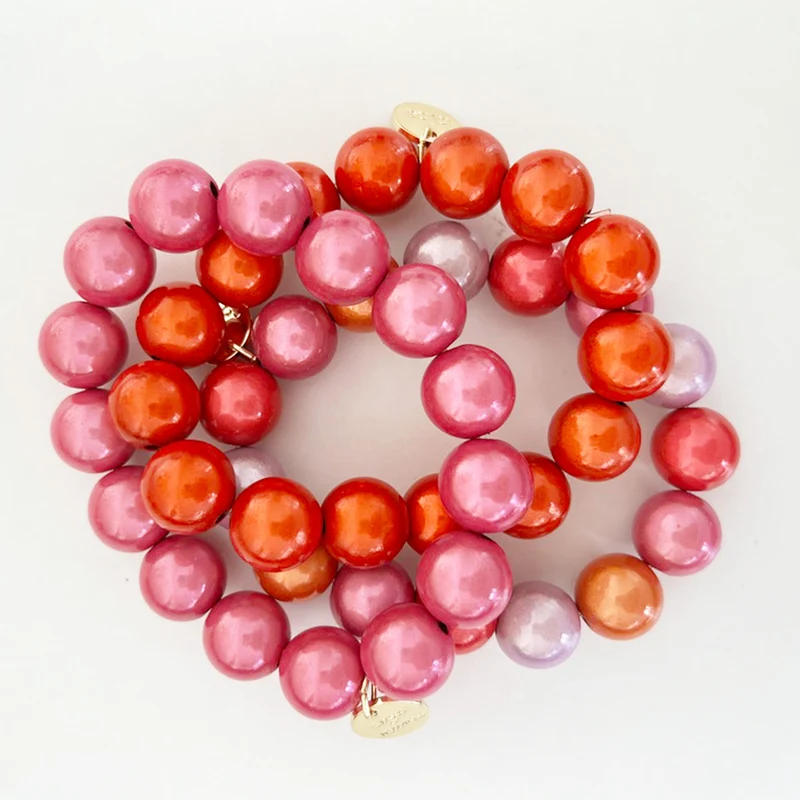 chunky Perlenarmband pink